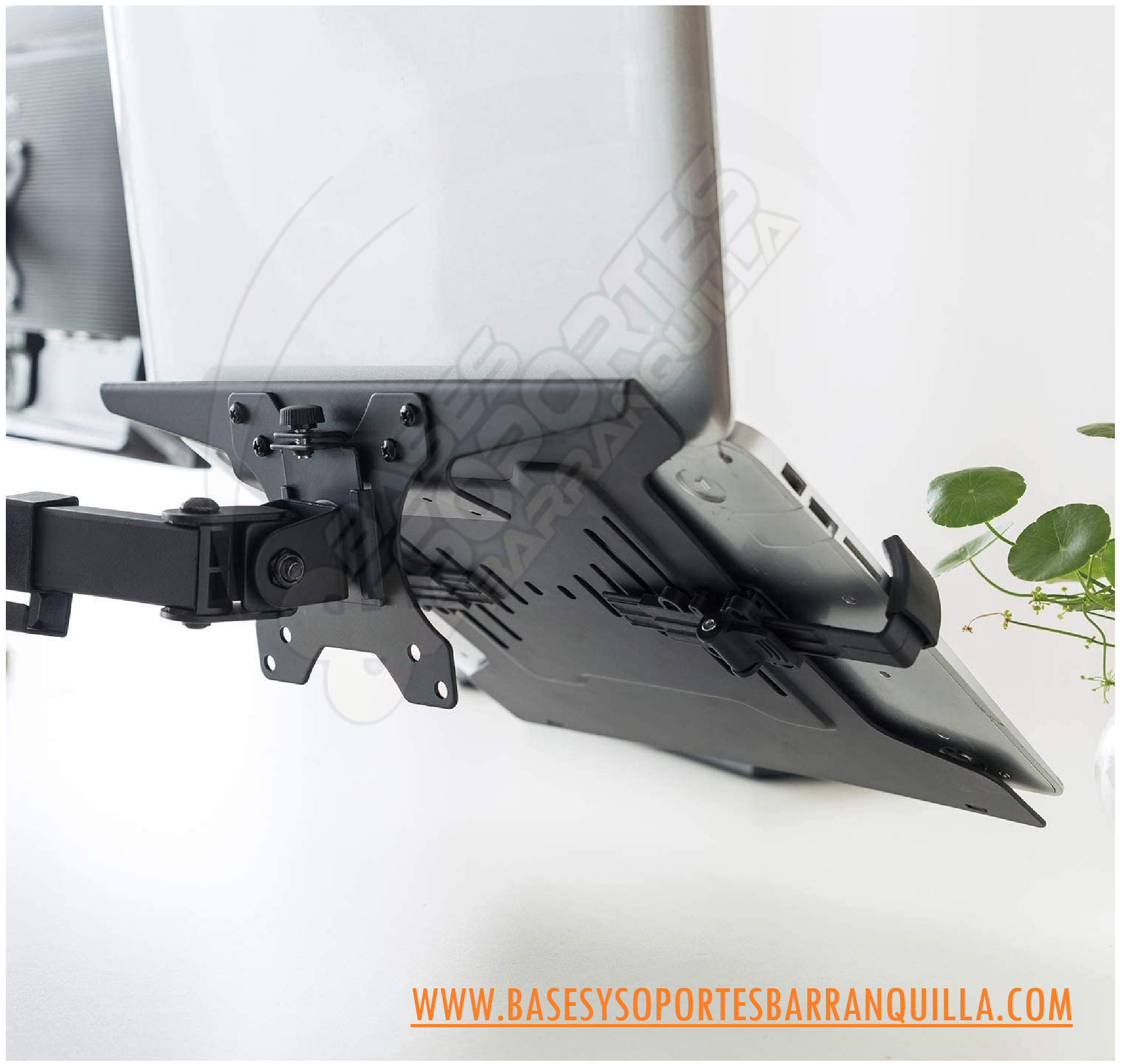Mount-It! Soporte de escritorio para laptop, brazo de movimiento completo  para laptop con bandeja ventilada, brazo de extensión ajustable de alta