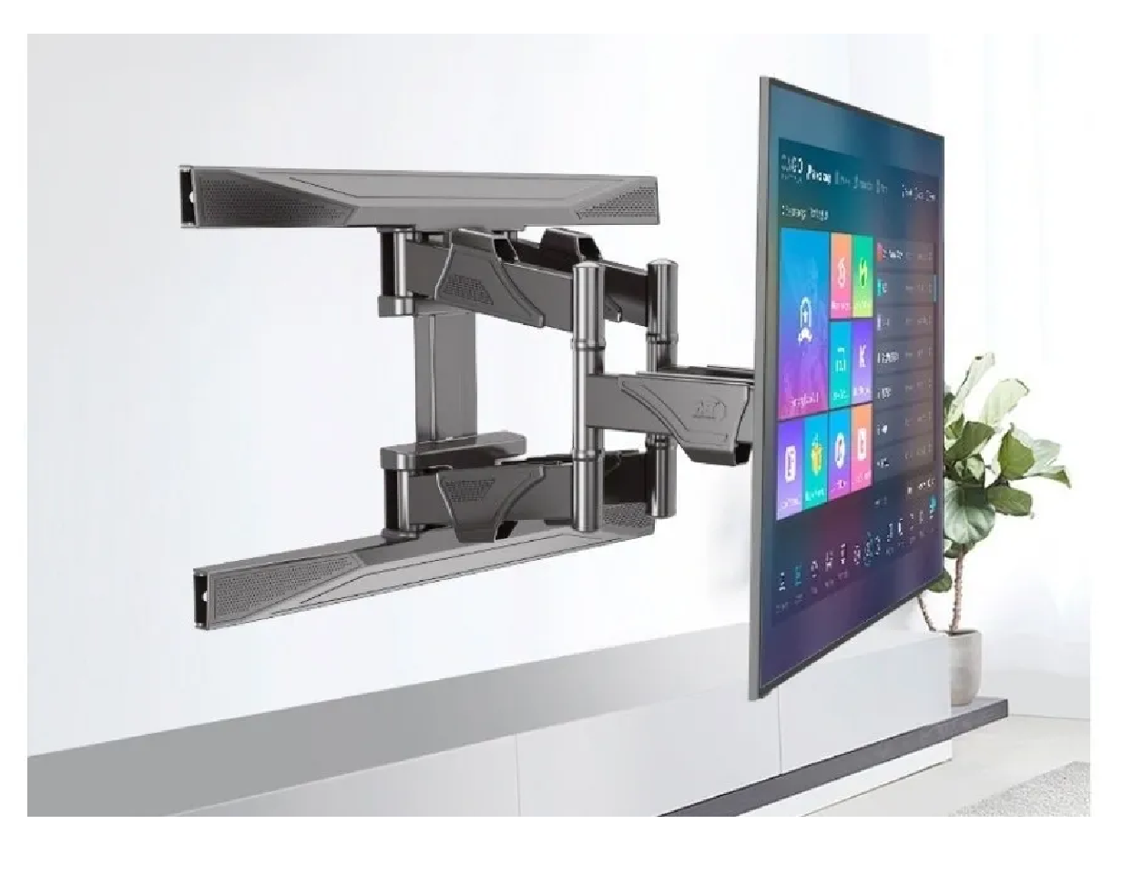 Soporte de pared para TV de movimiento completo, con instalación de poste  horizontal, brazo giratorio inclinable para pantalla de 30 a 65 pulgadas